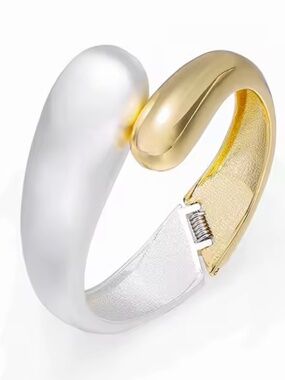 Bicolor Smooth Irregular Geometric Cuff Bangle